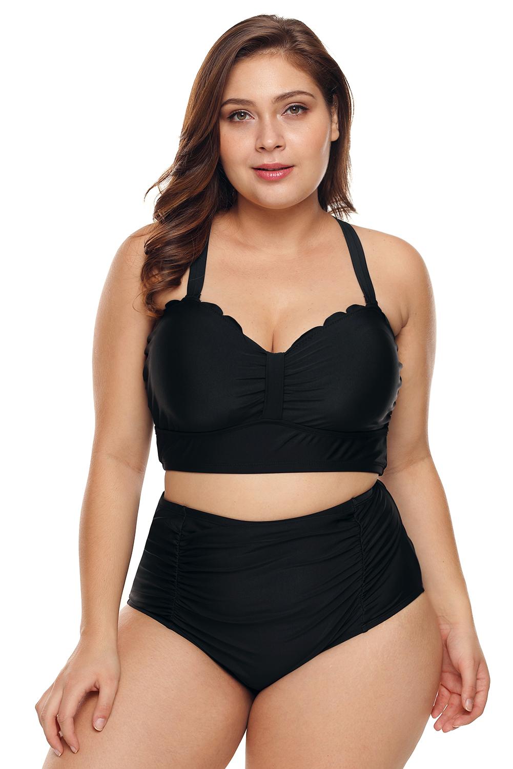 Black Plus Size High Waist Bikini Swimsuit