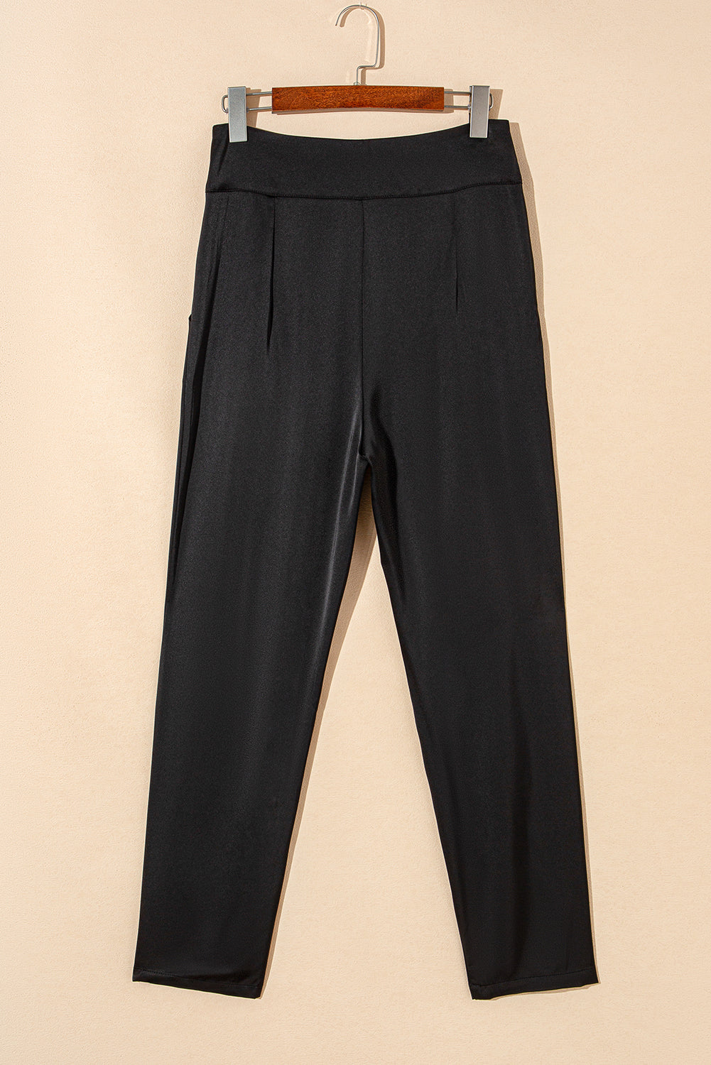 Black Button Up High Waist Tapered Pants