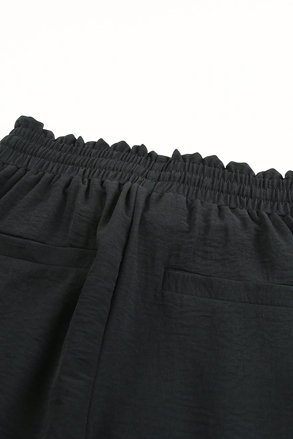 Black Solid  Smocked Waist Joggers