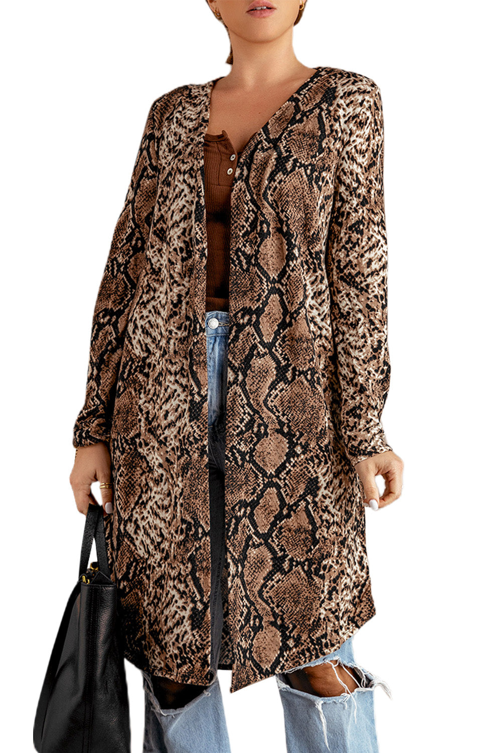 Camo Print Long Cardigan