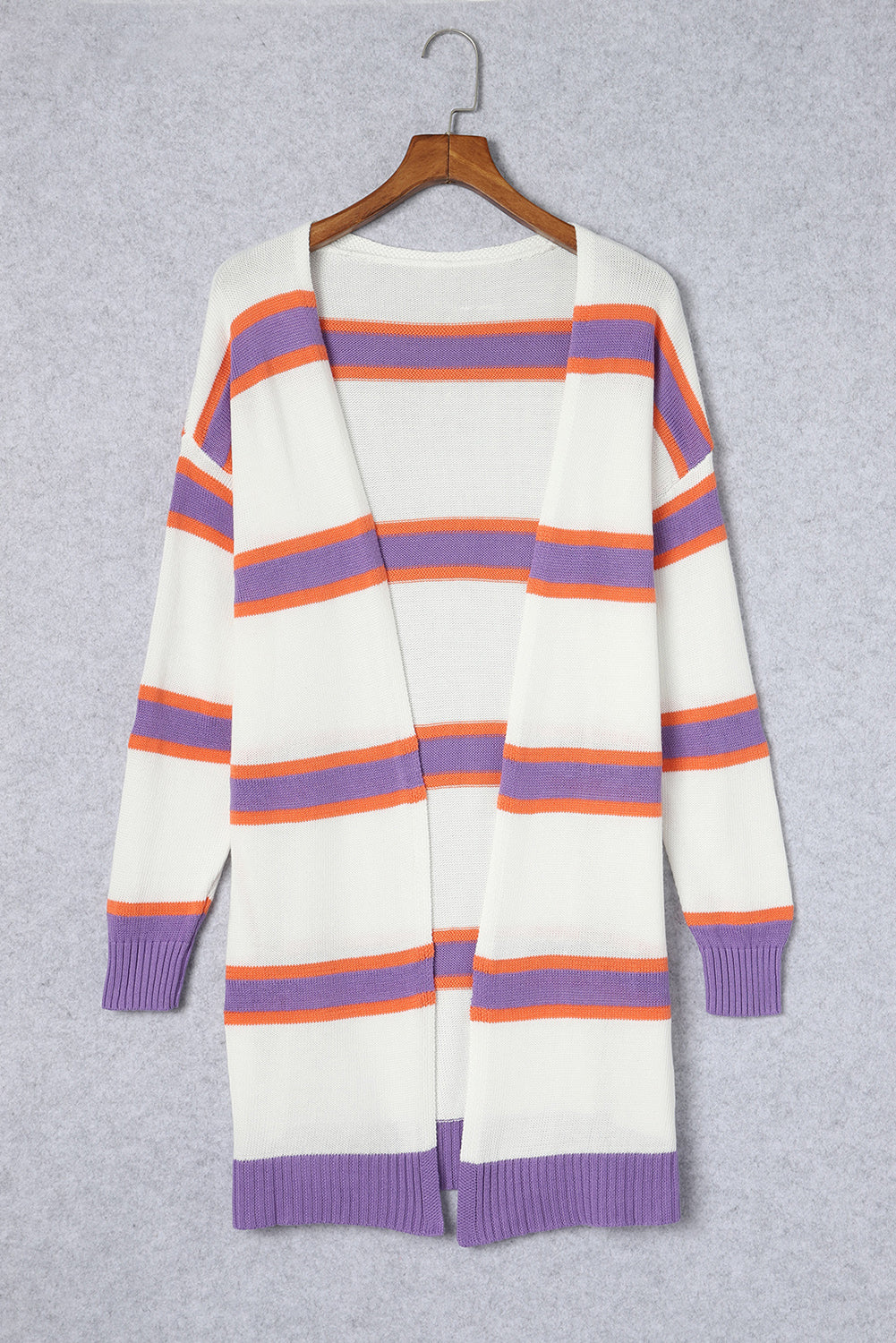 Multicolor Striped Long Sleeve Button Cardigan