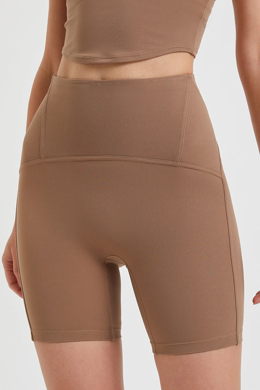 Camel High Waisted Buttock Lifting Fitness Shorts