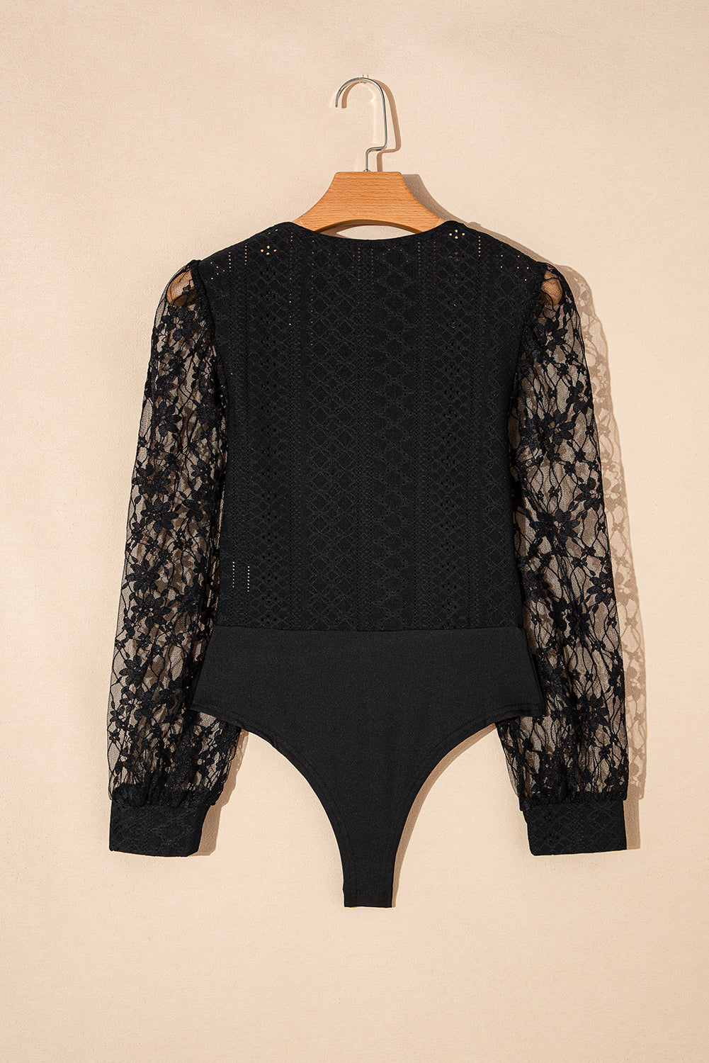 Black Lace Bishop Sleeve Bodysuit