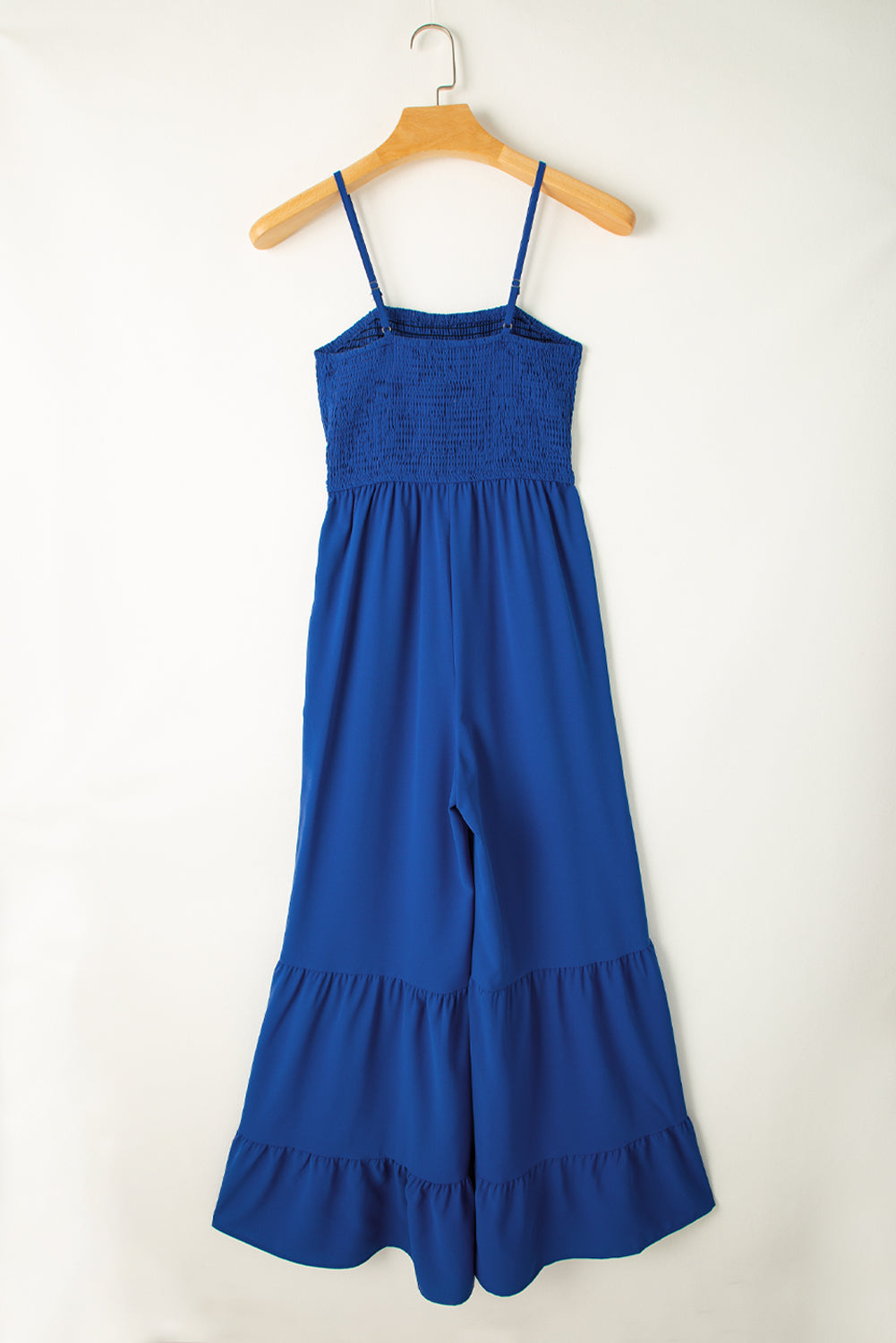 Navy Blue Spaghetti Strap Smocked Wide Leg Jumpsuit