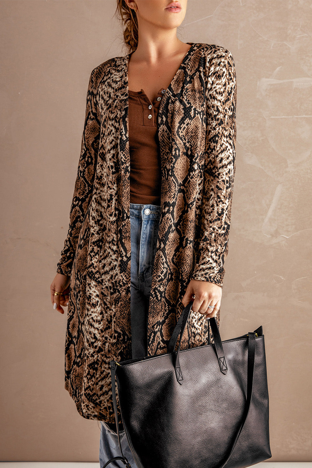 Camo Print Long Cardigan