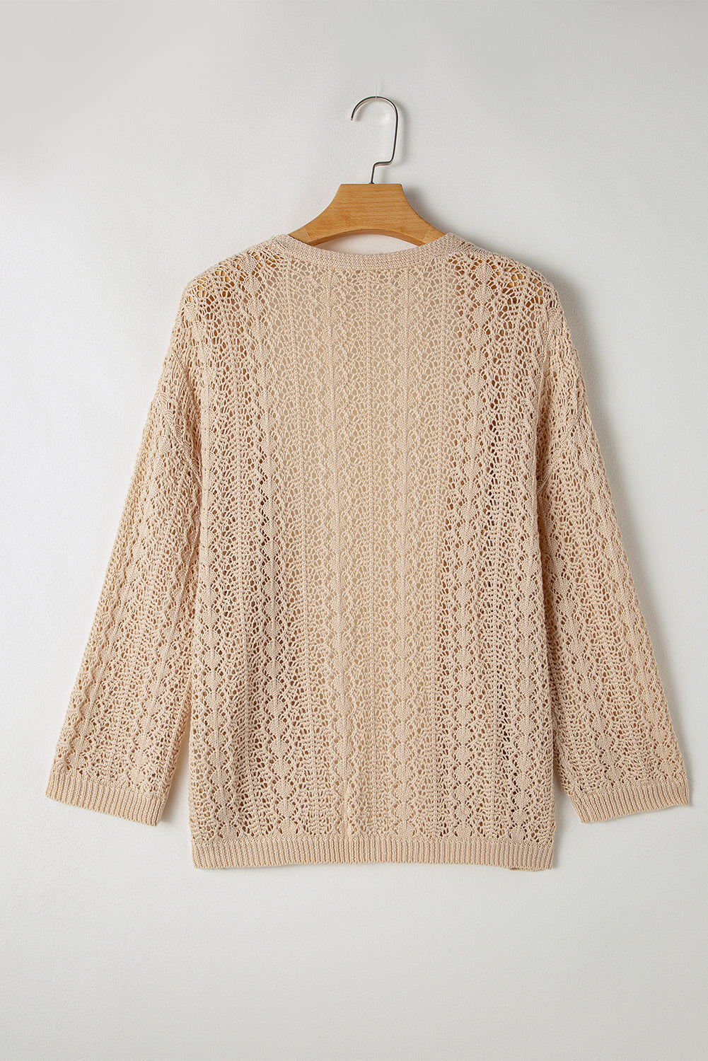 Casual Apricot Hollow Out Knit Cardigan