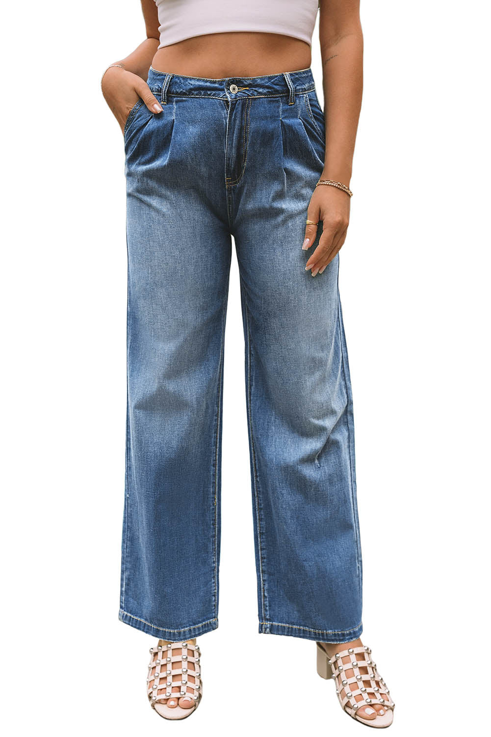 Blue loose Fit Wide Leg Jeans