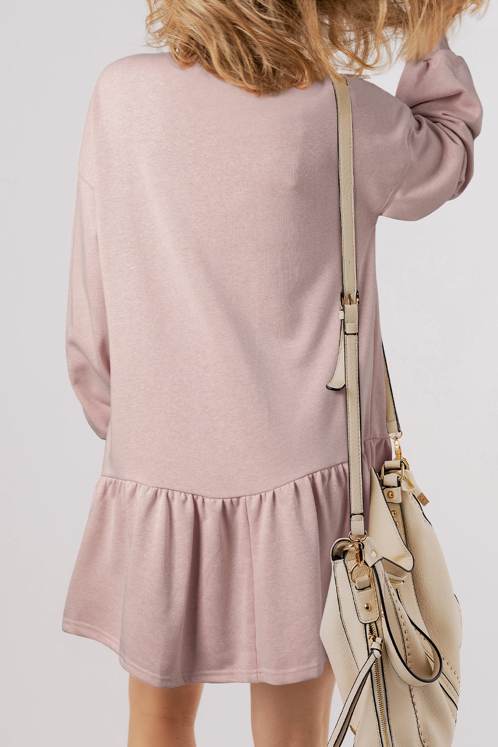 Dusty Pink Puff Sleeve Mini Dress