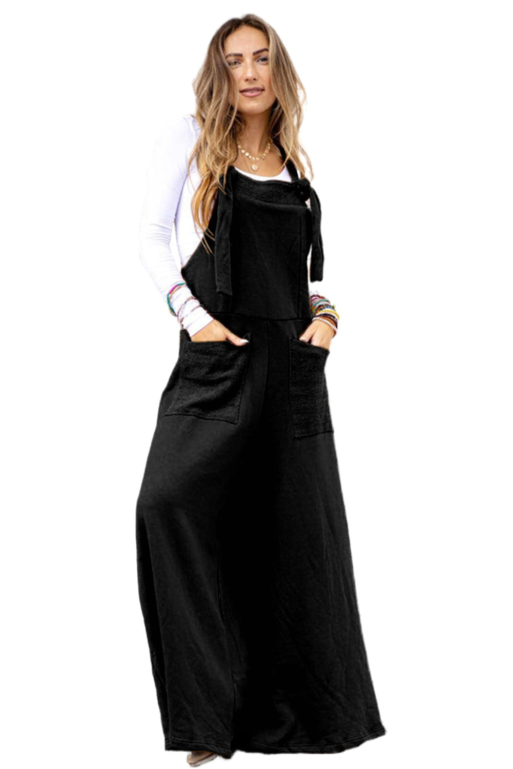 Black Knotted Wide Leg Jumpsuit