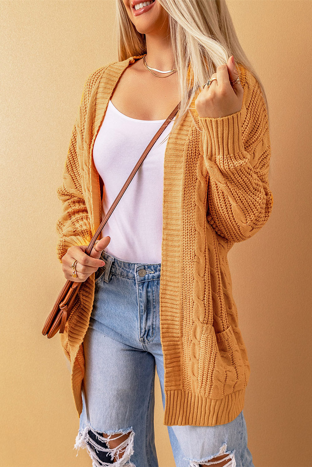 Knit Textured Long Cardigan (Up to size 4X)