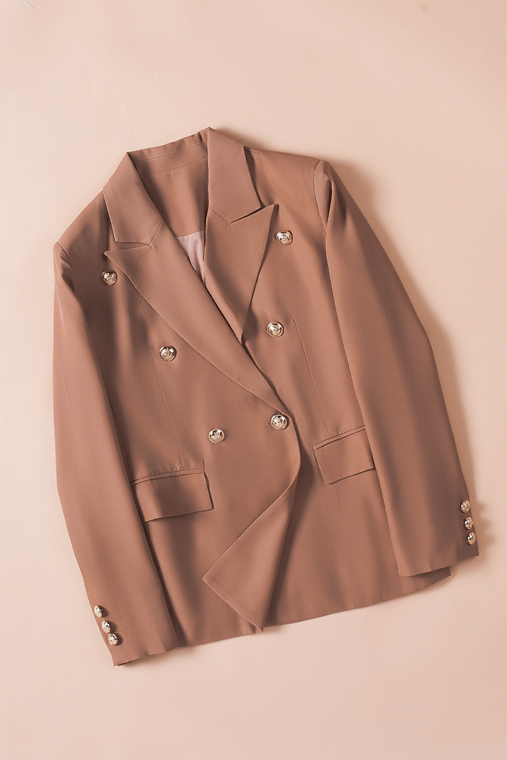 Double Breasted Casual Brown Blazer for Women