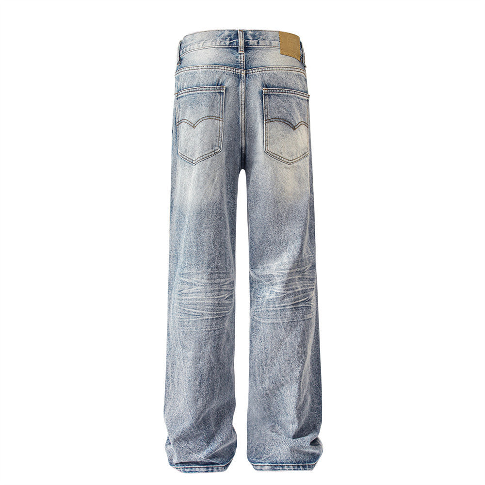 Retro Washed Worn Jeans Men