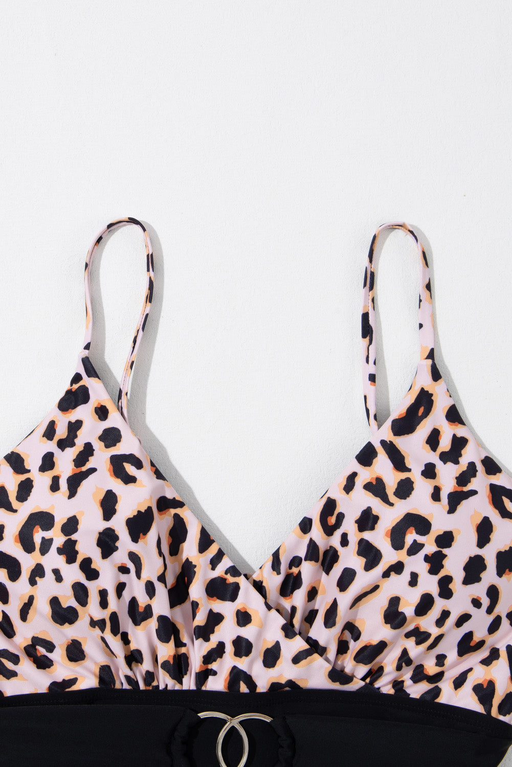 Black Animal Print Belted One-piece Swimsuit