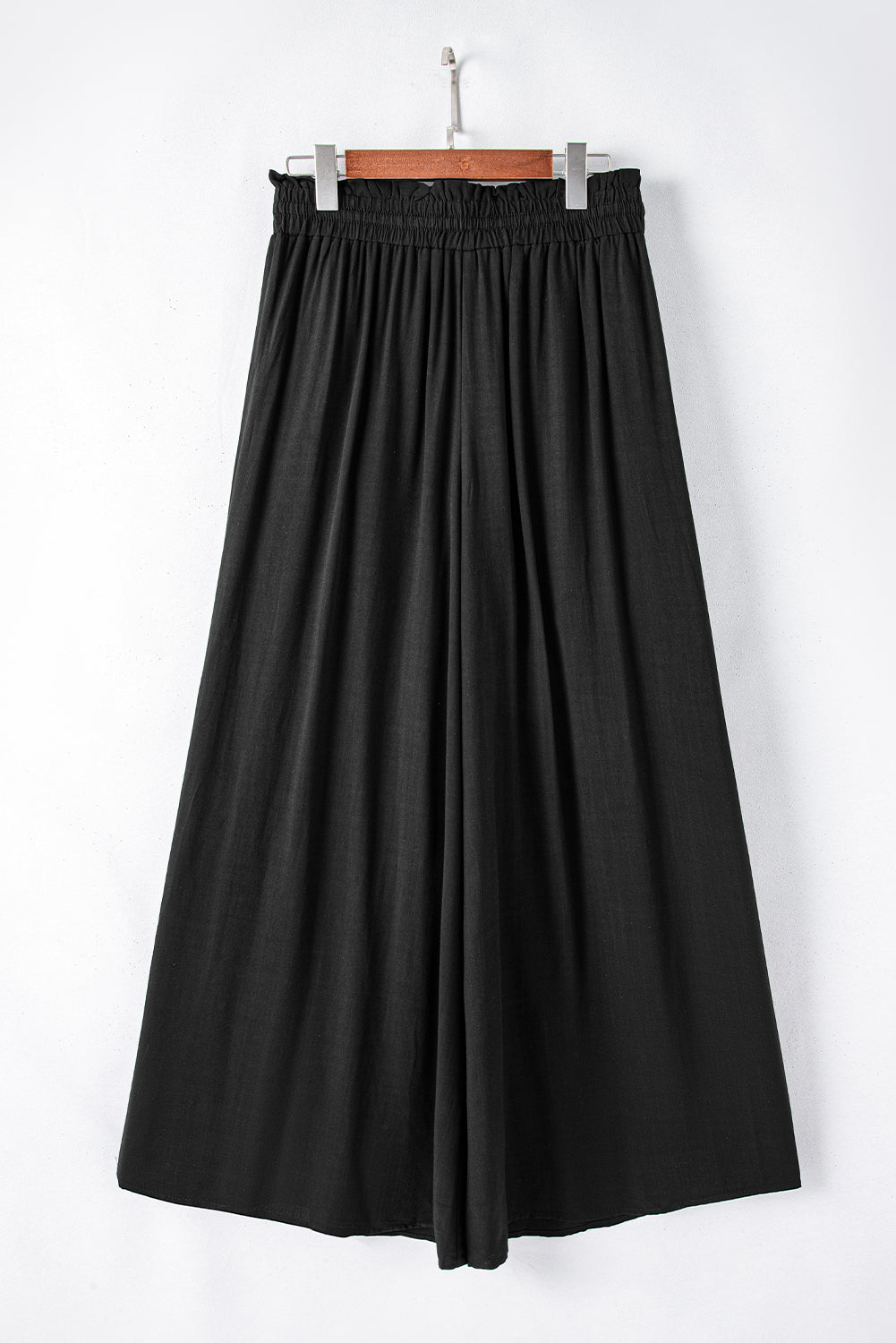 Black Drawstring High Waist Wide Leg Pants