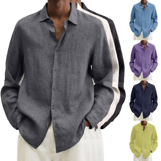 Men Long Sleeve Lapel Shirt