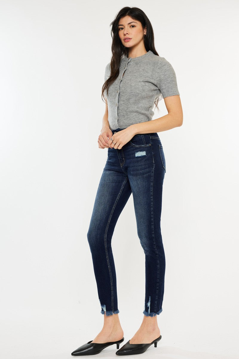 Plus Size Raw Hem High Waist Jeans