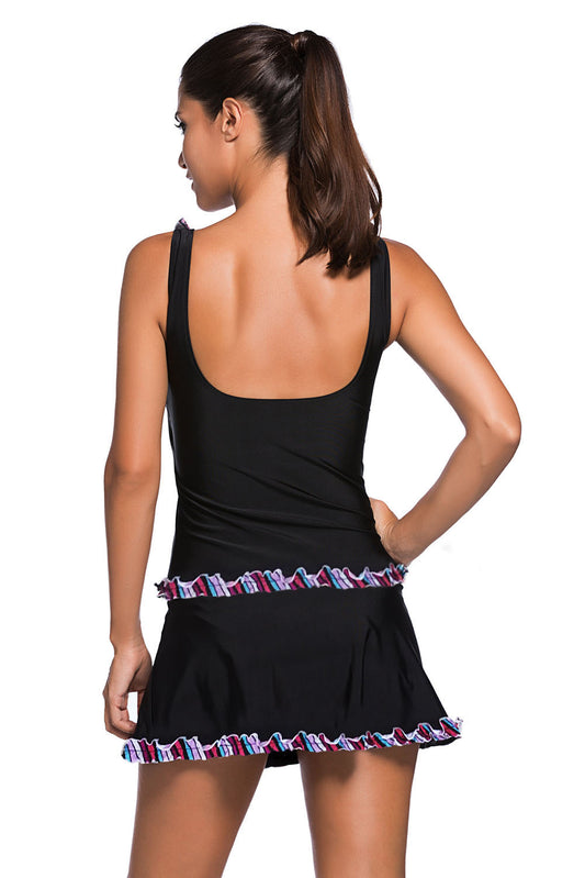 Plus Size Ruffle Trim Tank Top and Skort Swimsuit