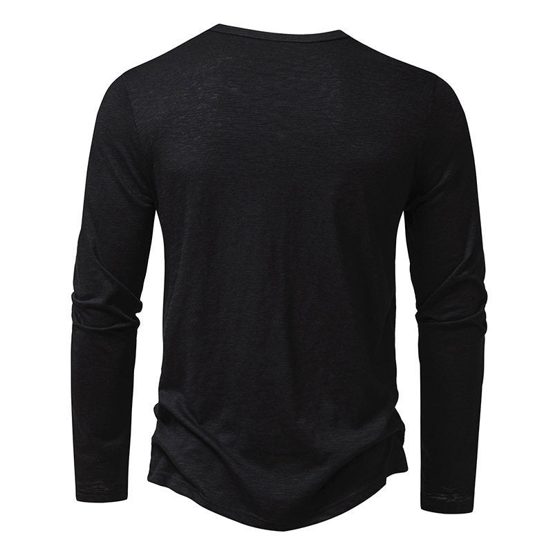 Mens Long Sleeve Henry Collar Shirt