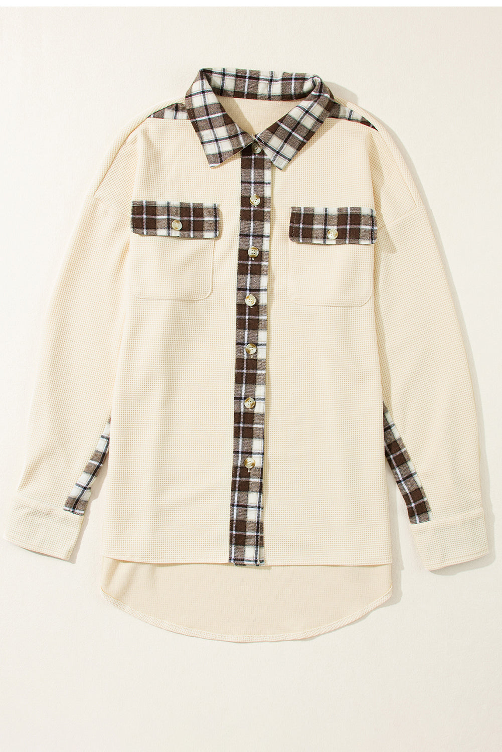 Plaid Thermal Patchwork Cardigan (Plus & Regular Size)