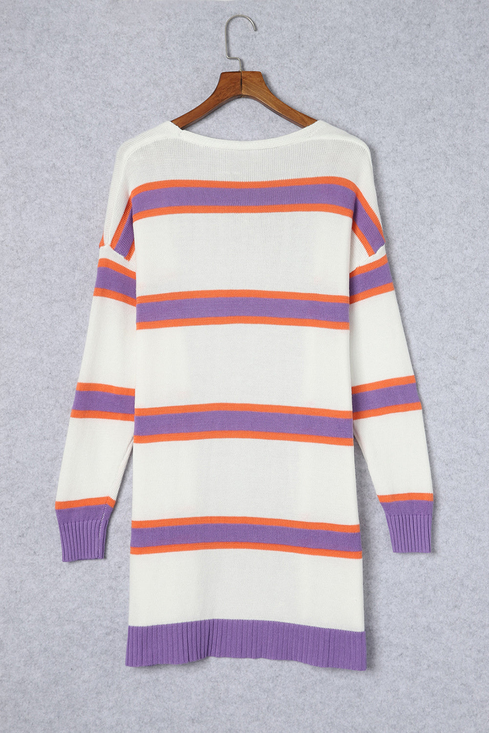 Multicolor Striped Long Sleeve Button Cardigan