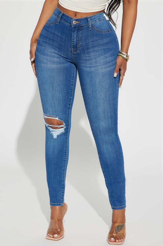 Distressed Buttoned Up Jeans