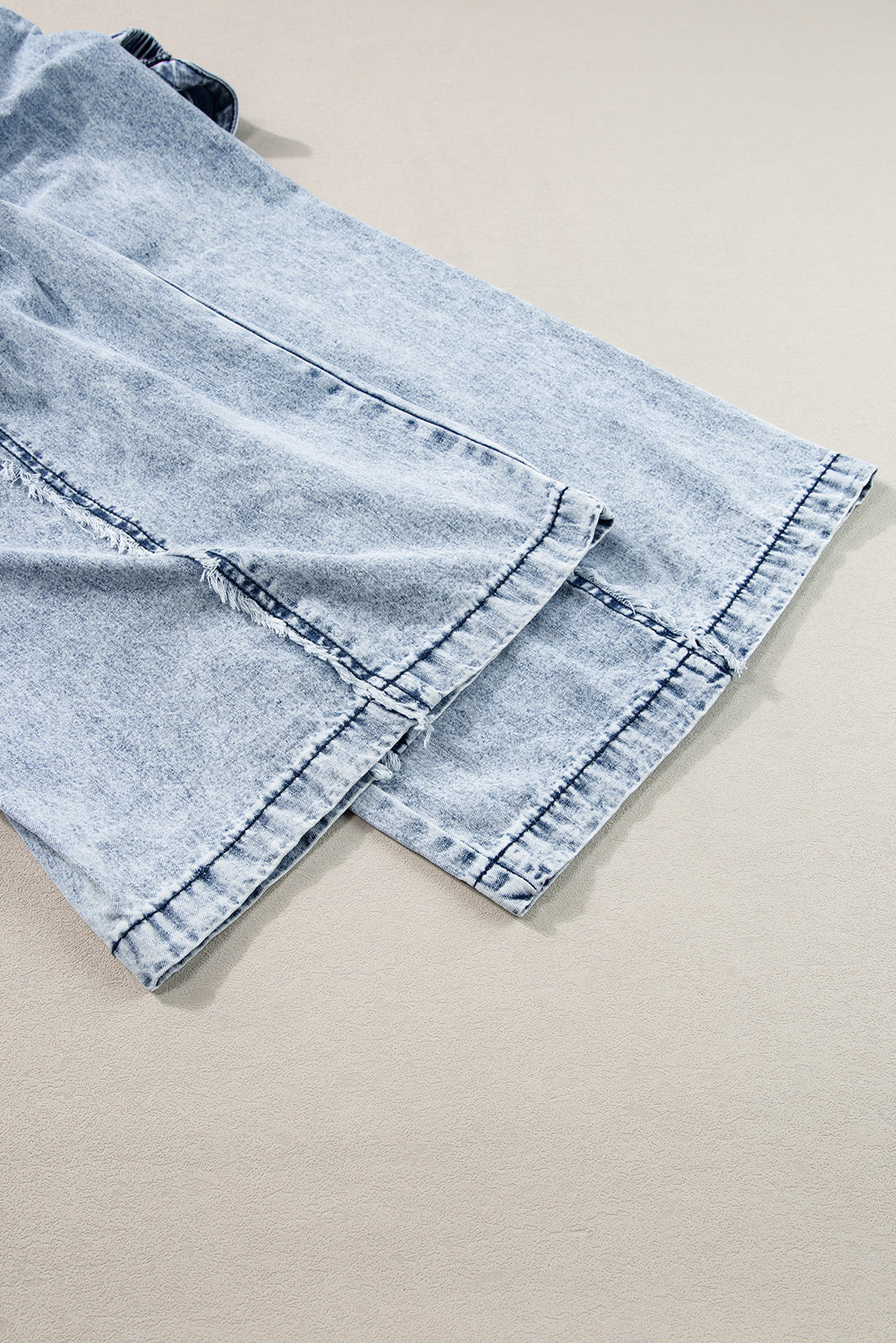 Light Wash Exposed Seam Denim Overalls