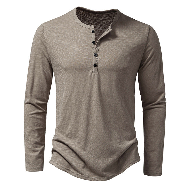 Mens Long Sleeve Henry Collar Shirt