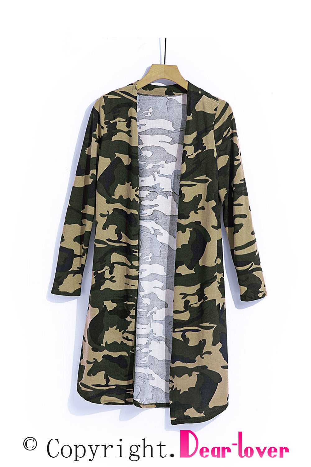 Camo Print Long Cardigan