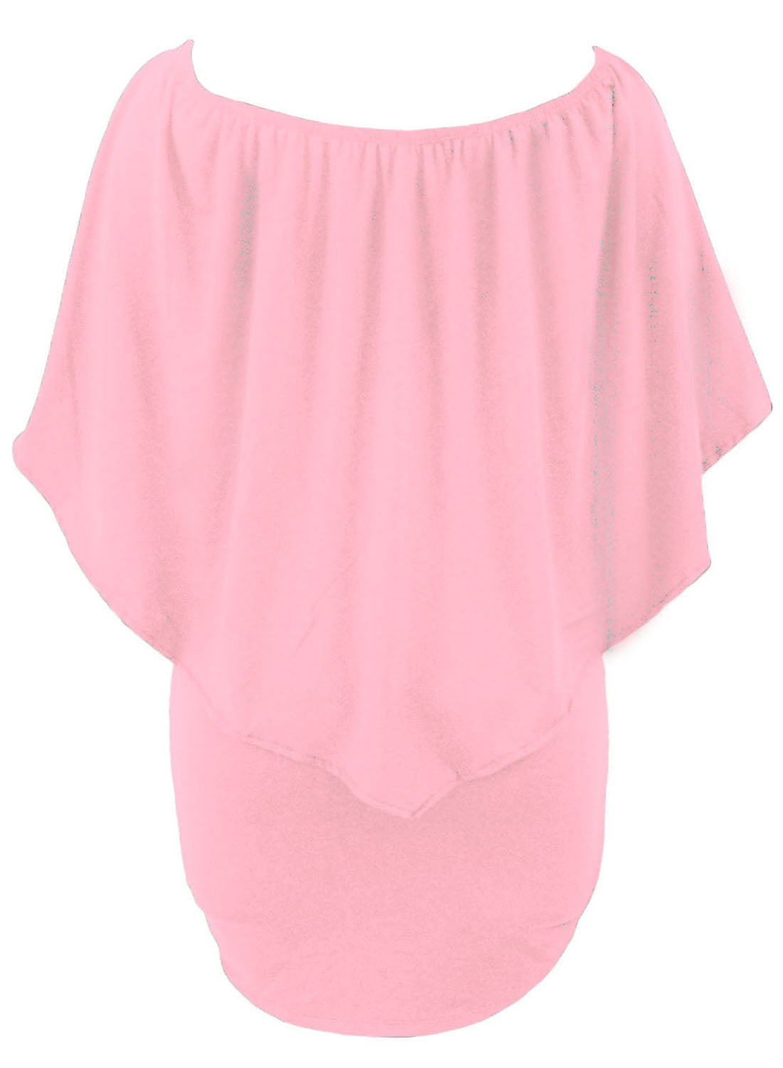 Plus Size Layered Pink Poncho Mini Dress