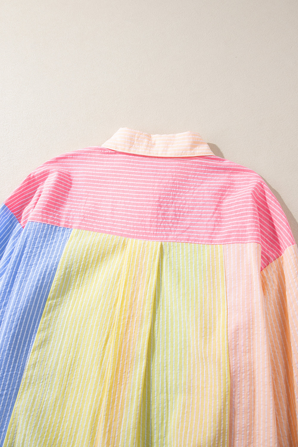 Pink Stripe Color Block Oversized Shirt