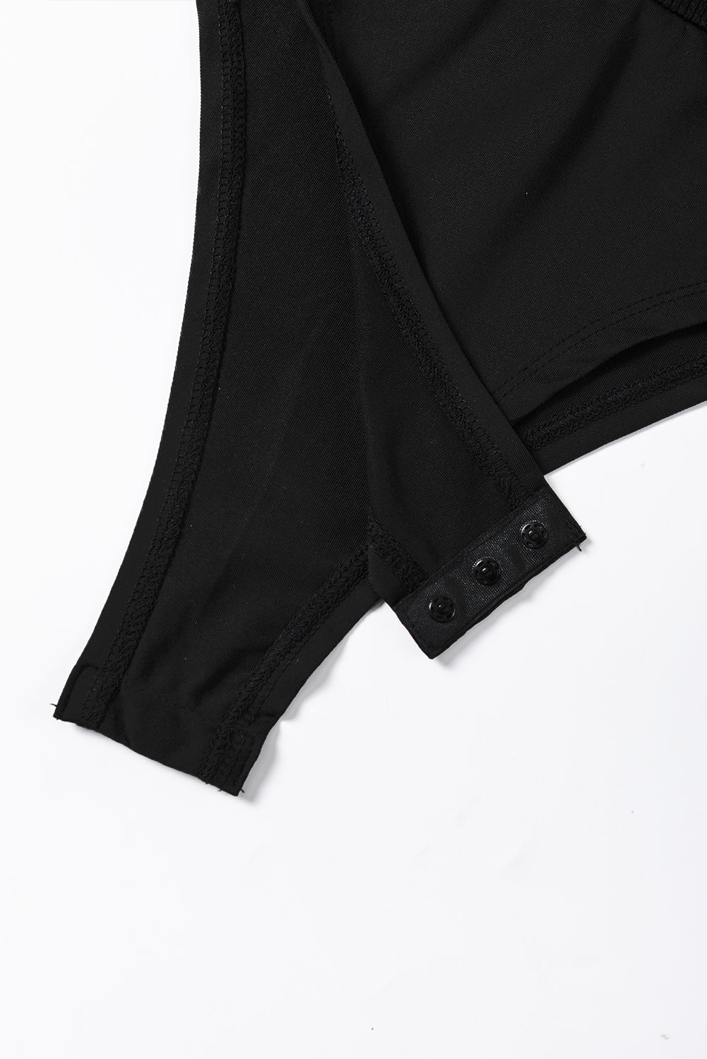 Black Zip Up Mock Neck Ribbed  Bodysuit