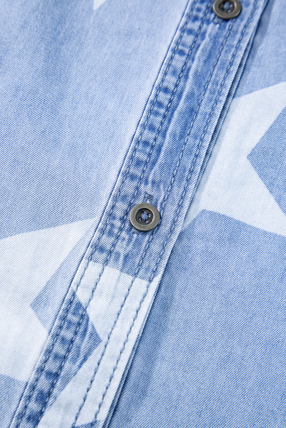 Sky Blue Stars Frayed Hem Denim Dress