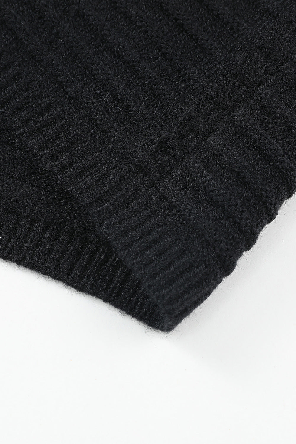 Black Rib Knitted Hooded Cardigan