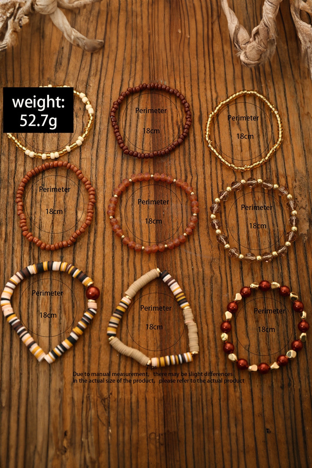 Camel Vintage Beaded 9 Piece Bracelet Set