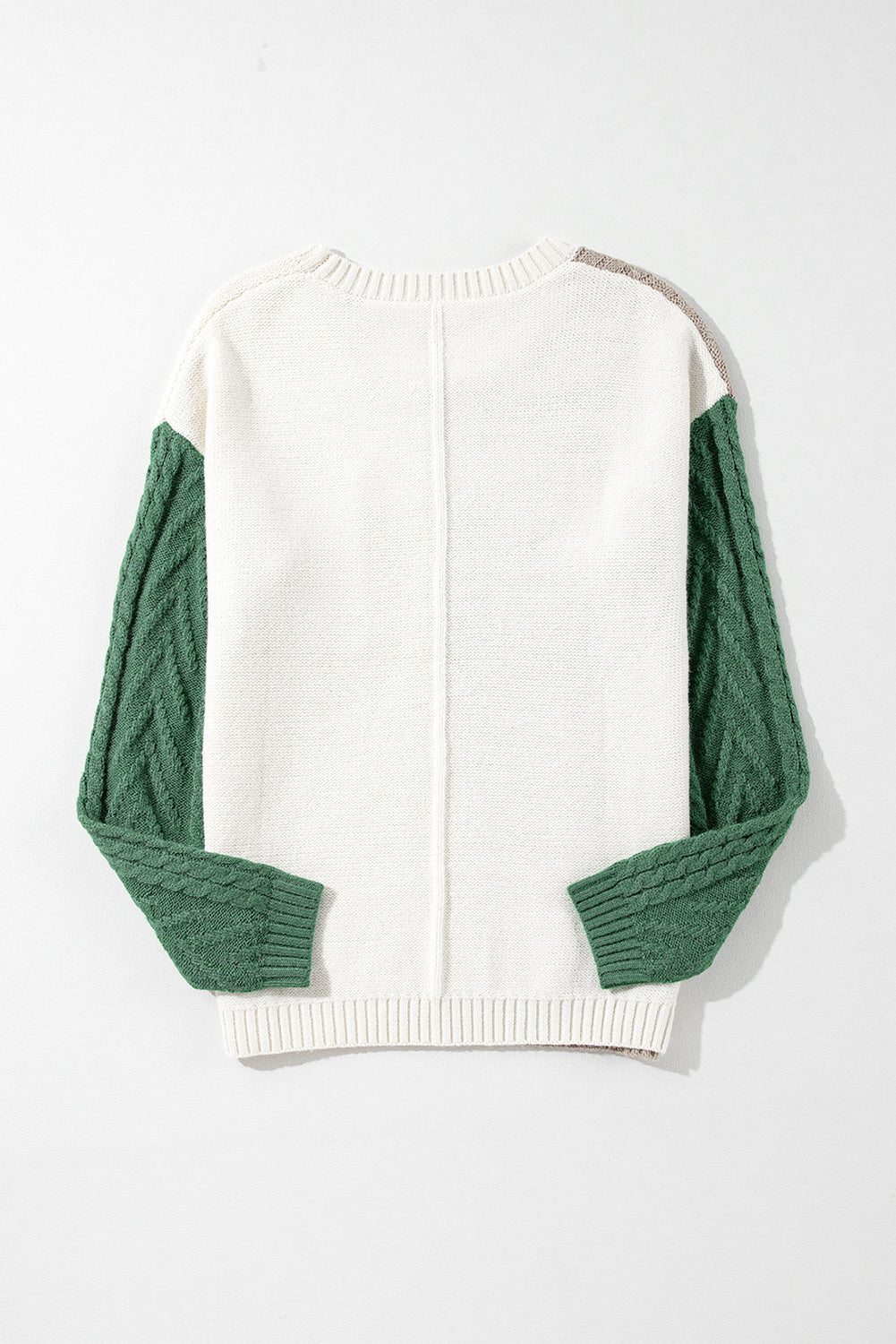 Green Colorblock Drop Shoulder Sweater