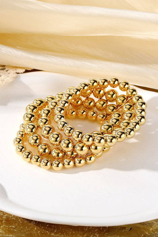 Gold Multi Layered Alloy Beaded Elastic Bracelet