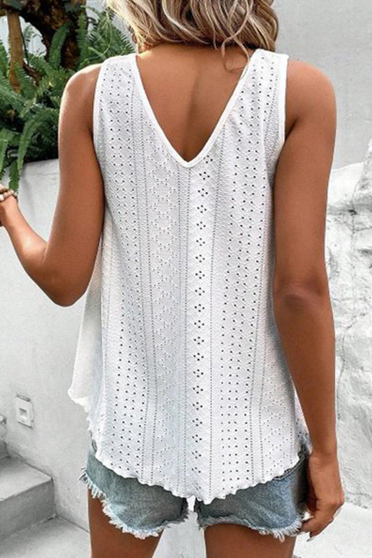 White Plus Size Lace Trim Tank Top