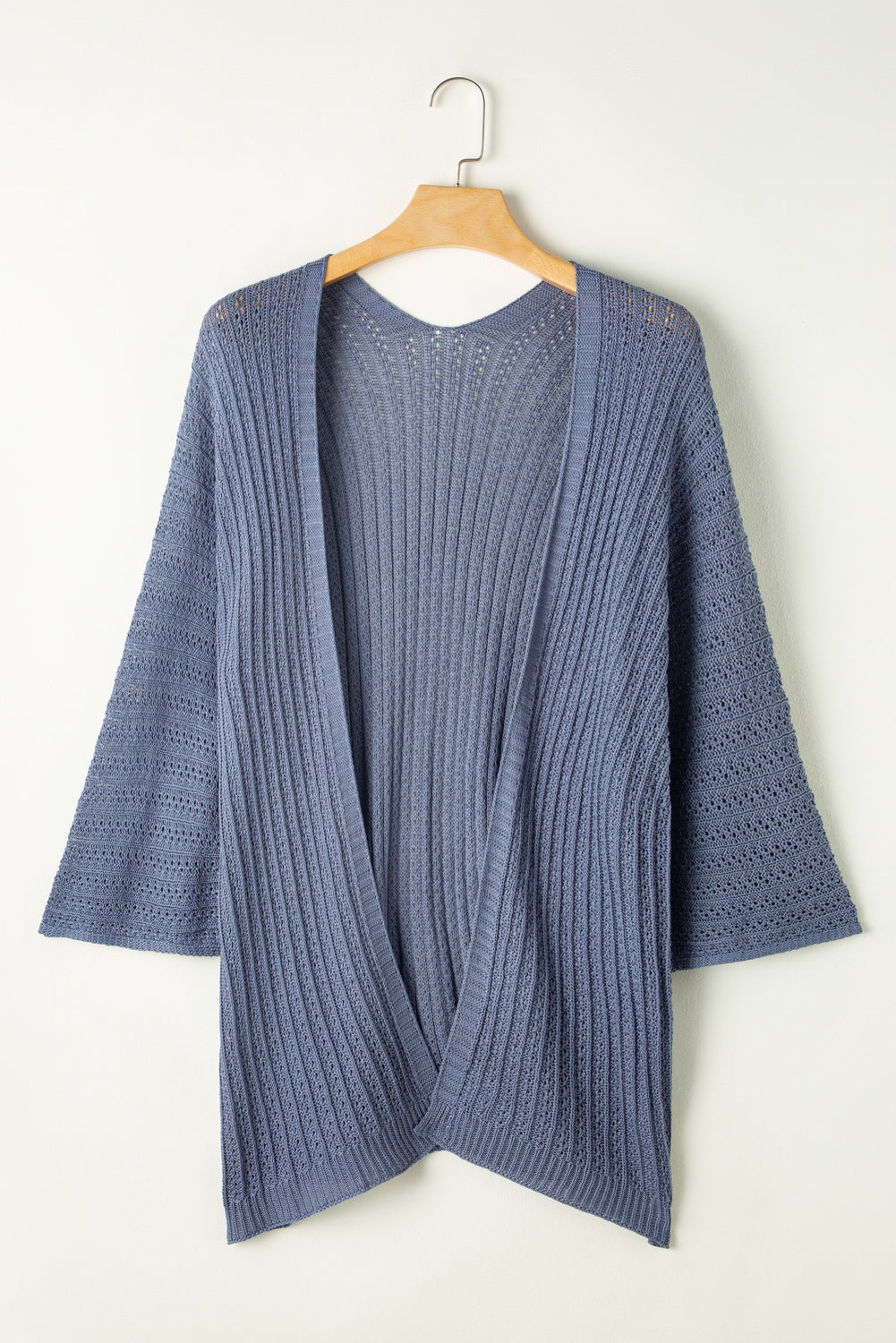 Casual Hollow-out Bracelet Sleeve Knit Cardigan