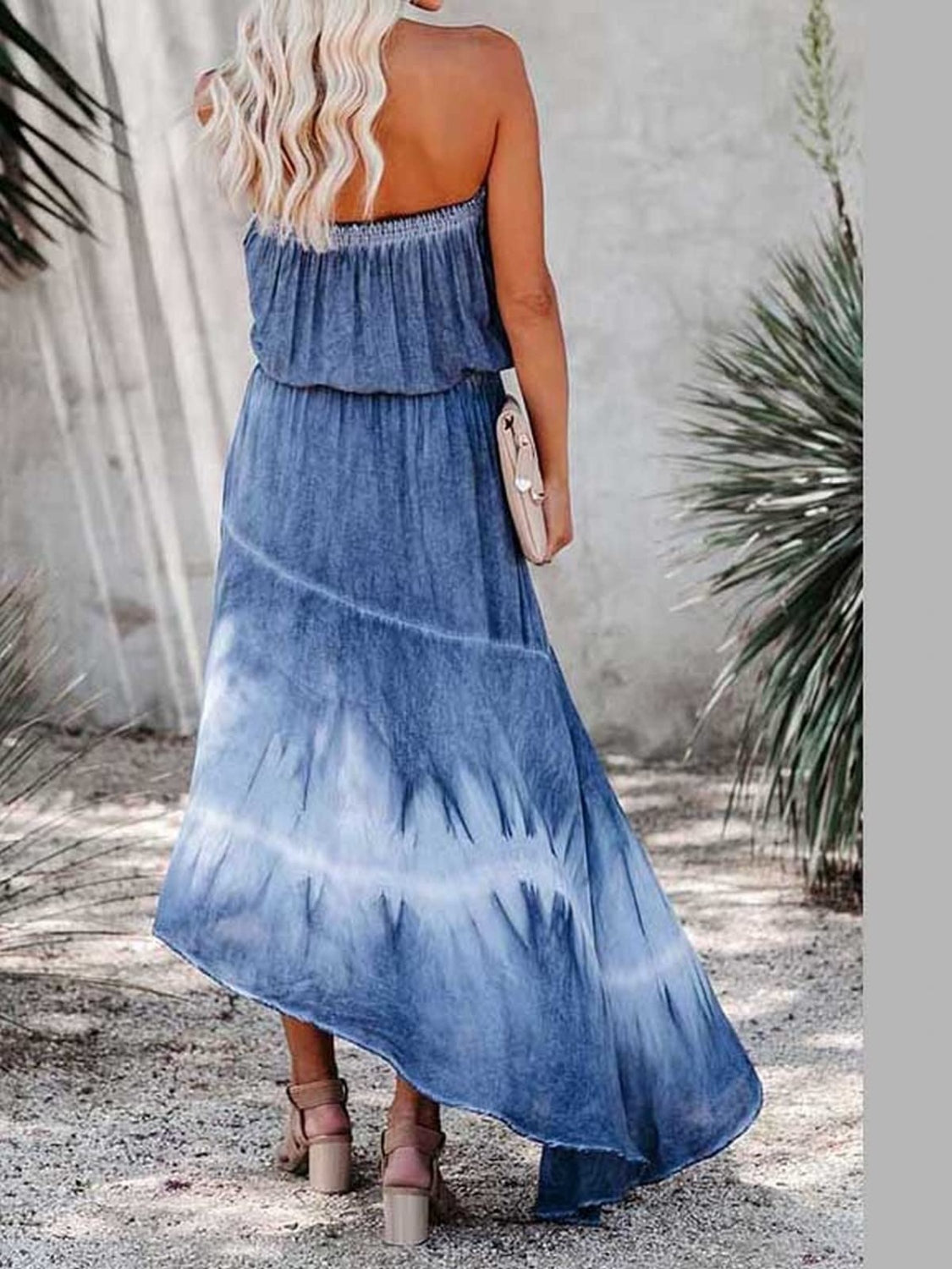 Sexy Tube Top Maxi Denim Dress