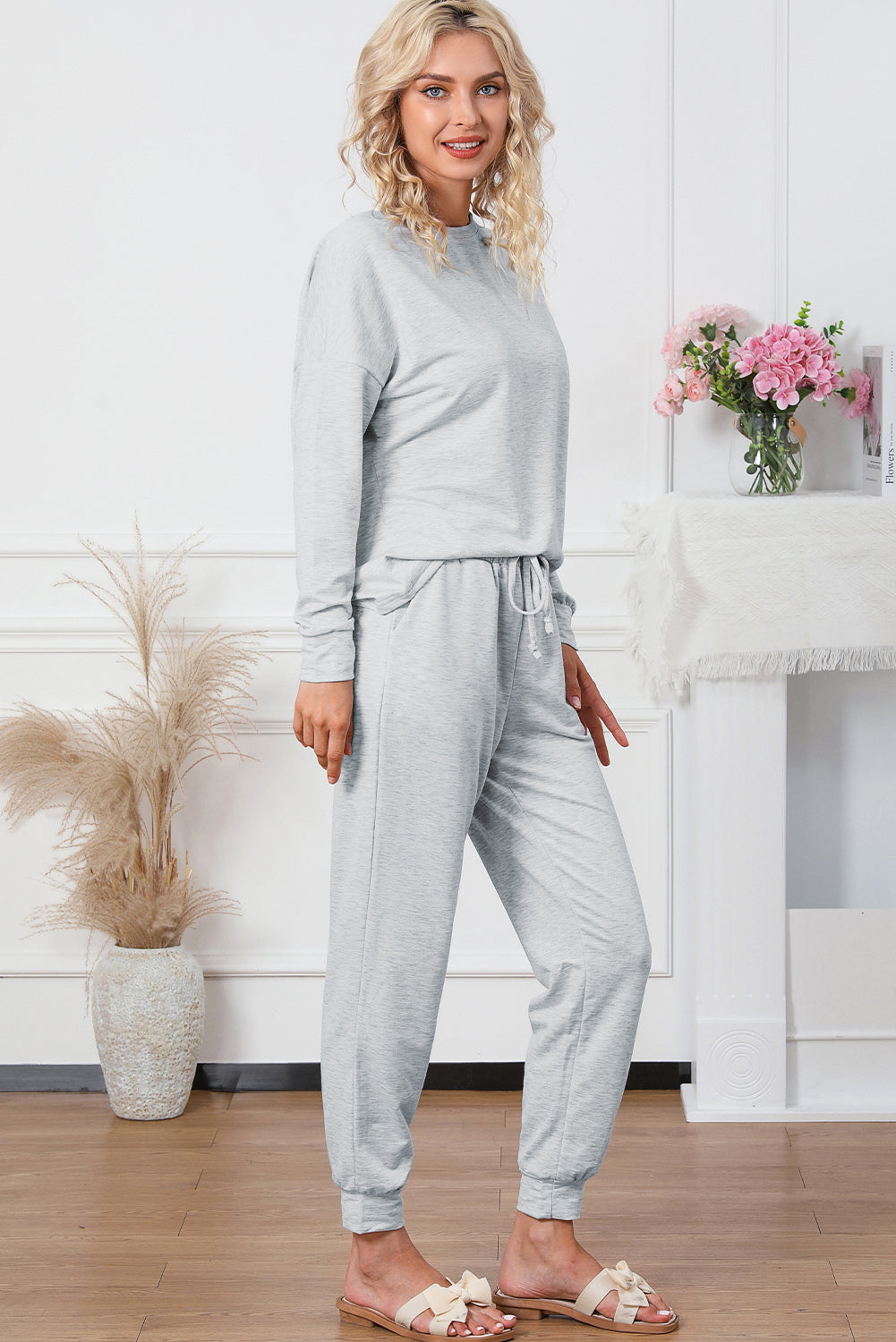 Long Sleeve Pullover Loungewear Set (Curvy Sizes)