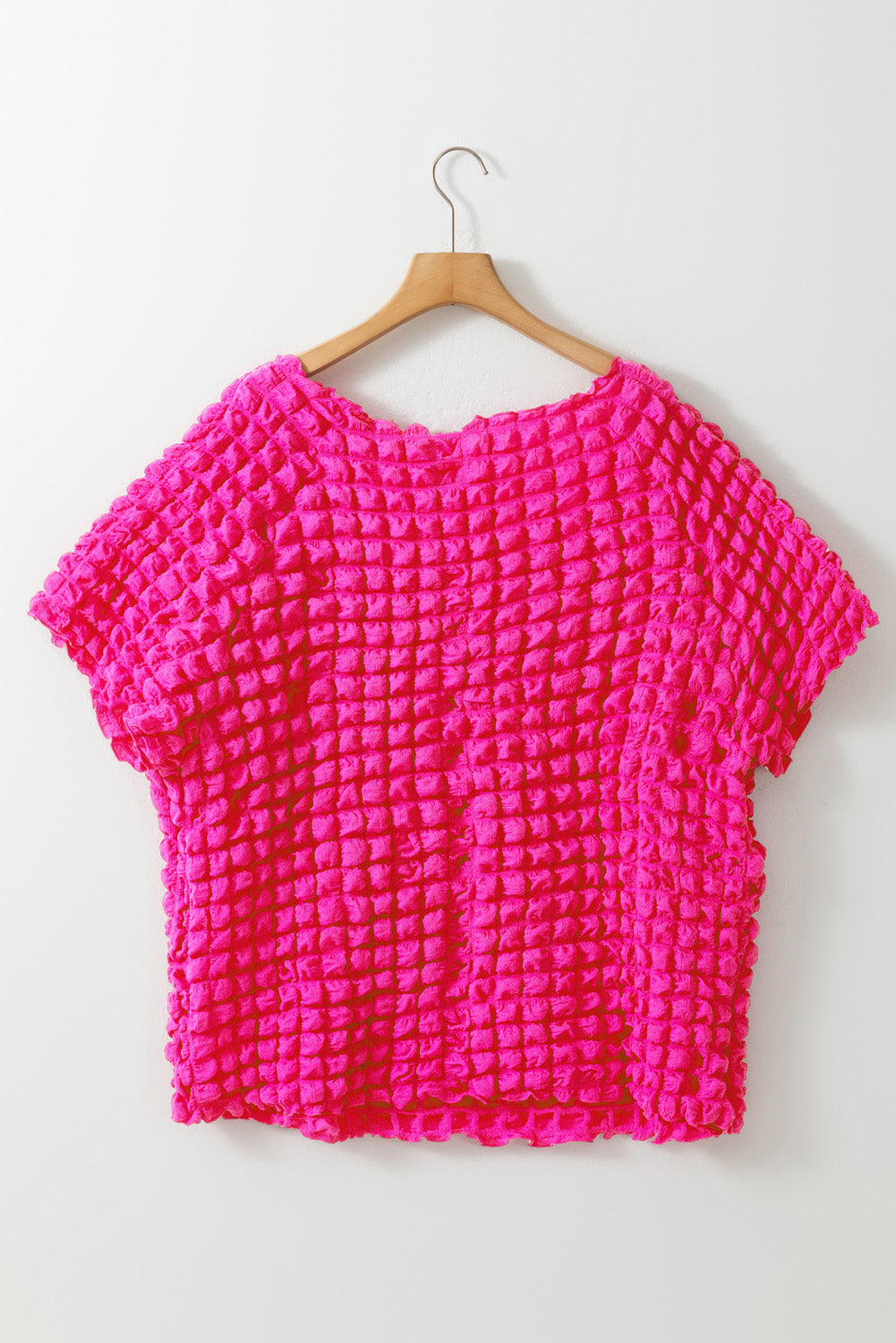 Strawberry Pink Bubble texture Plus Size Top