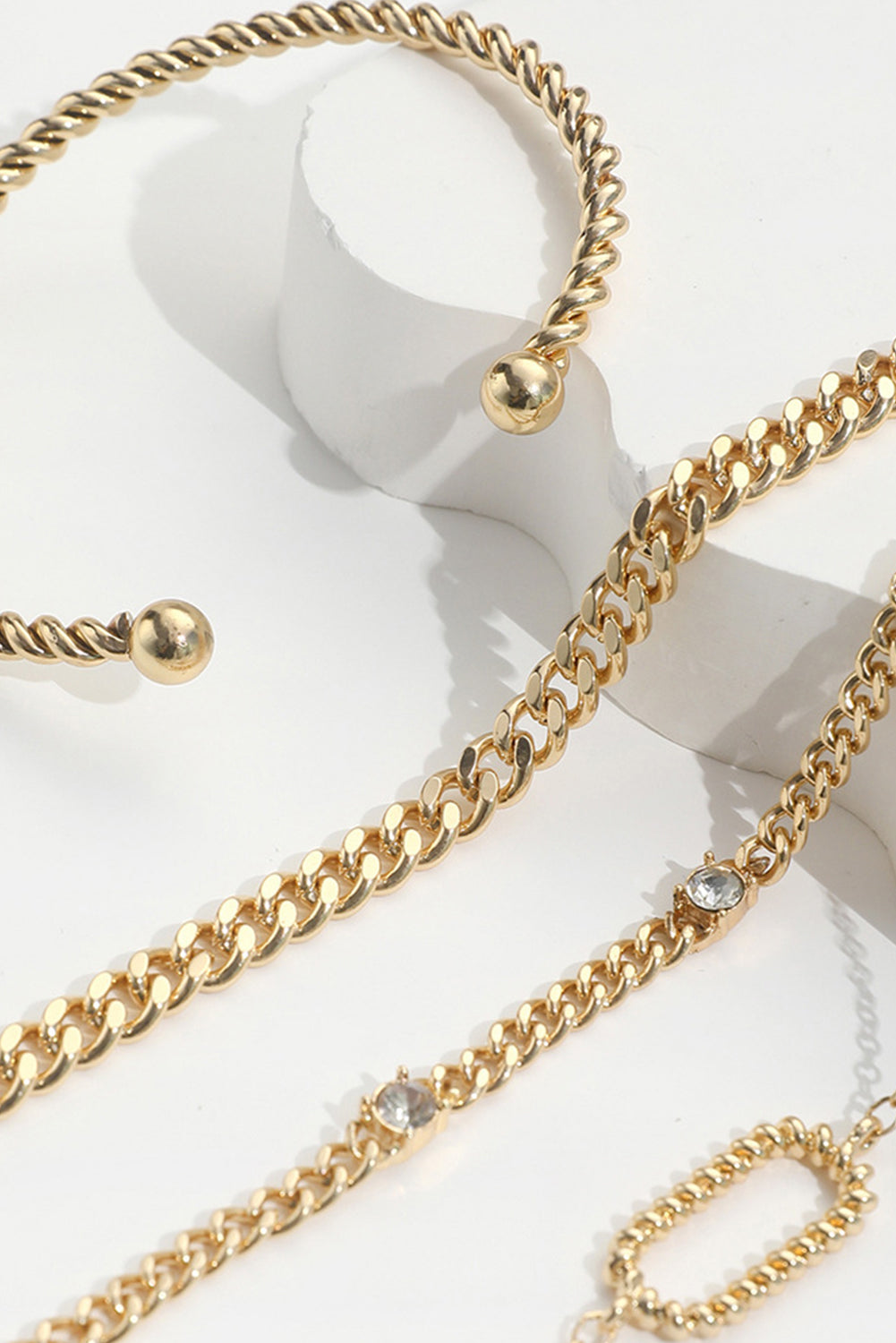 Gold Rhinestone Twist Adjustable Chain Bracelets