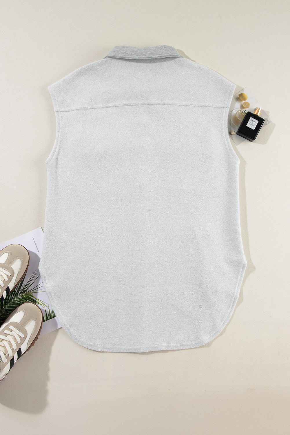 Light Grey Flap Pocket Jacket Vest(Available In Plus Sizes)