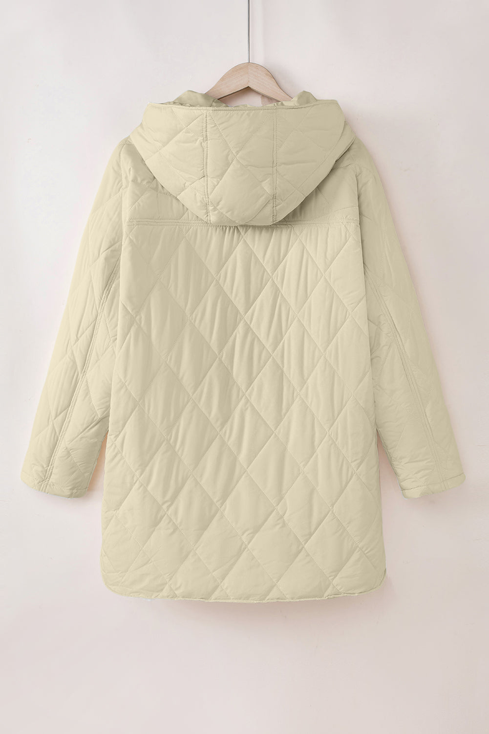 Beige Quilted Hooded Puffer Coat