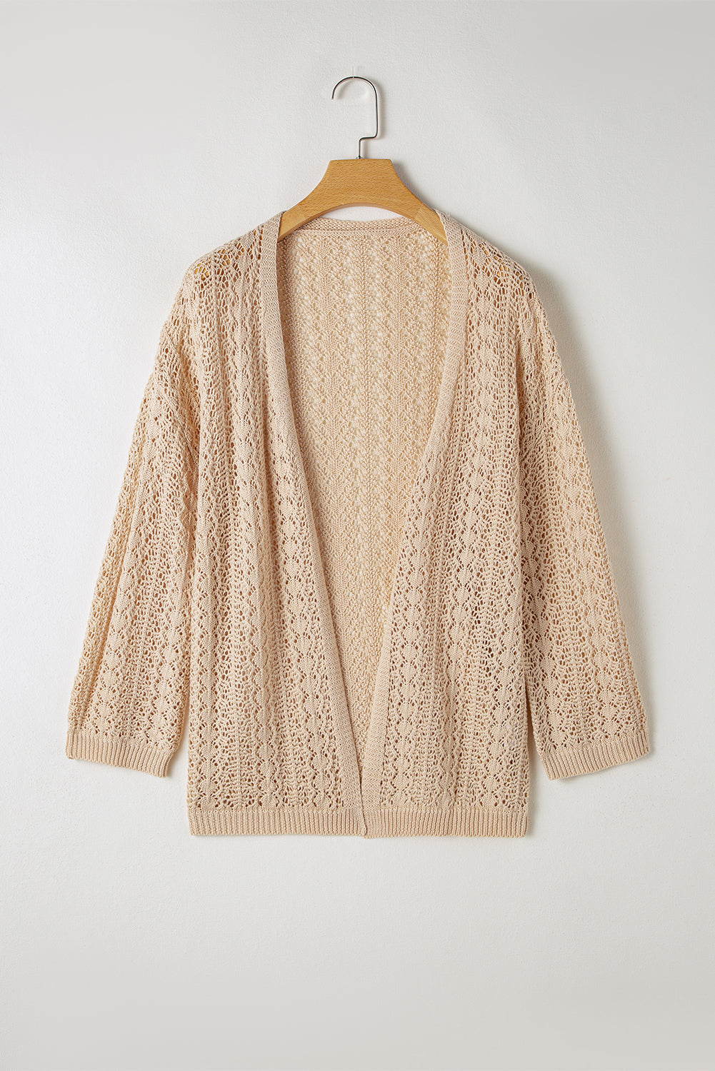 Casual Apricot Hollow Out Knit Cardigan