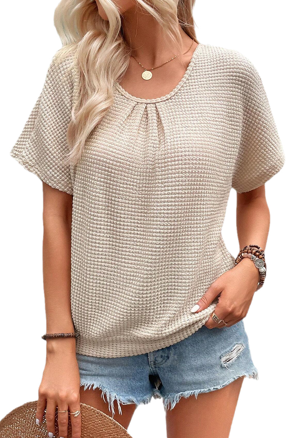 Oatmeal Waffle Textured T-shirt