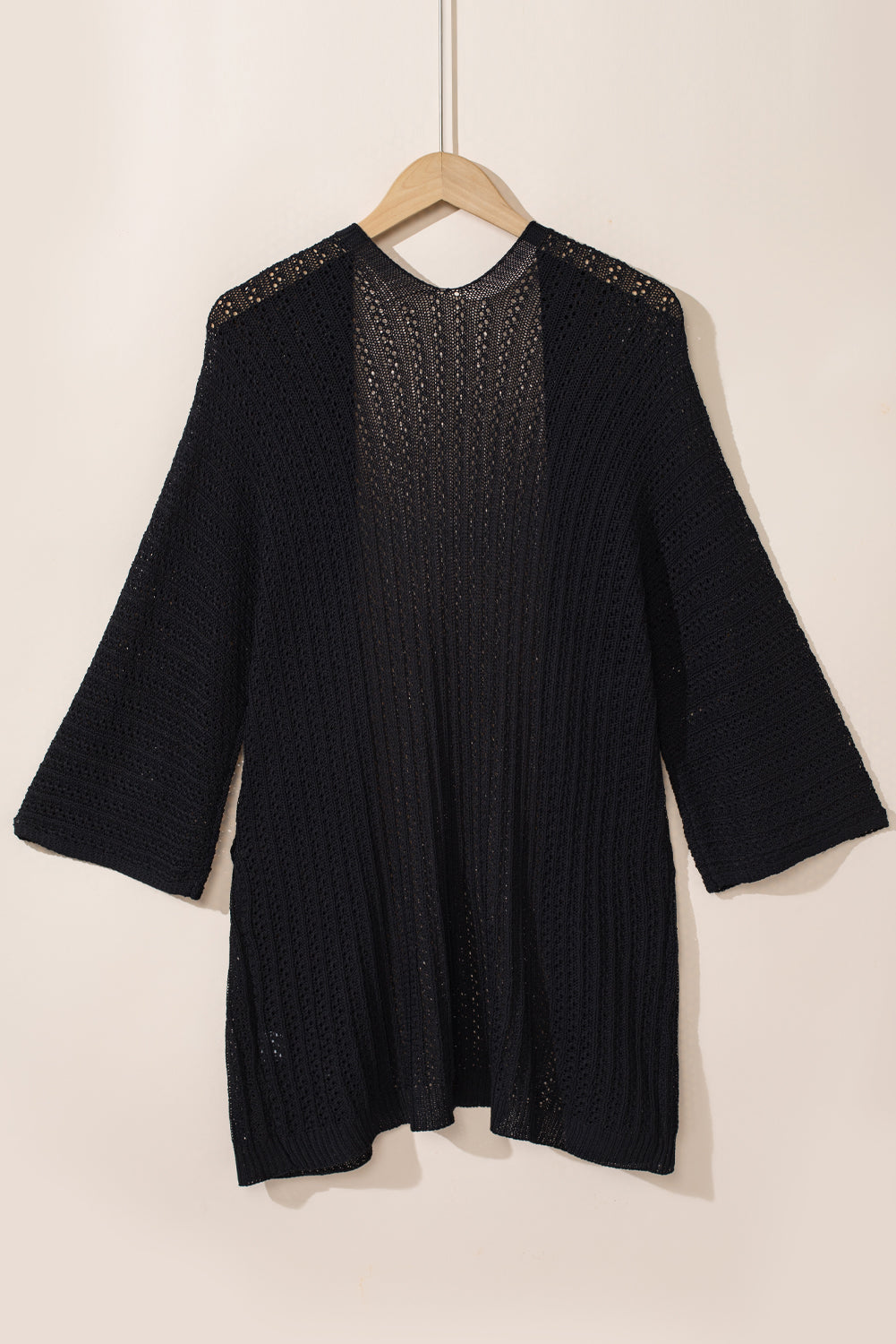 Casual Hollow-out Bracelet Sleeve Knit Cardigan