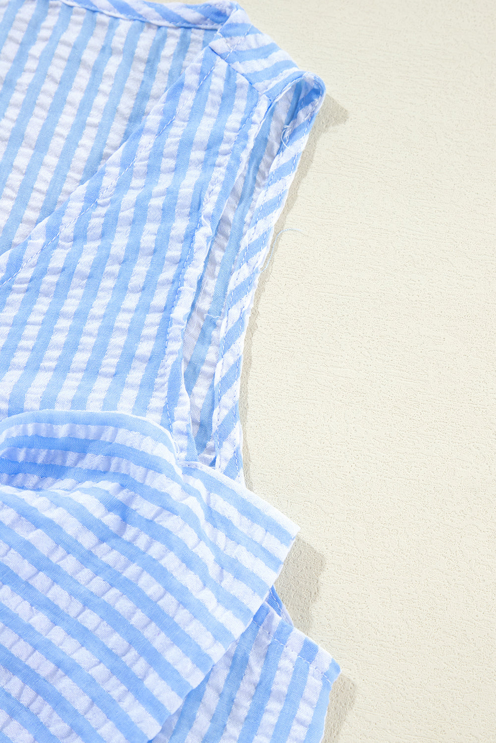 Sky Blue Stripe Crop Tank and Shorts Set