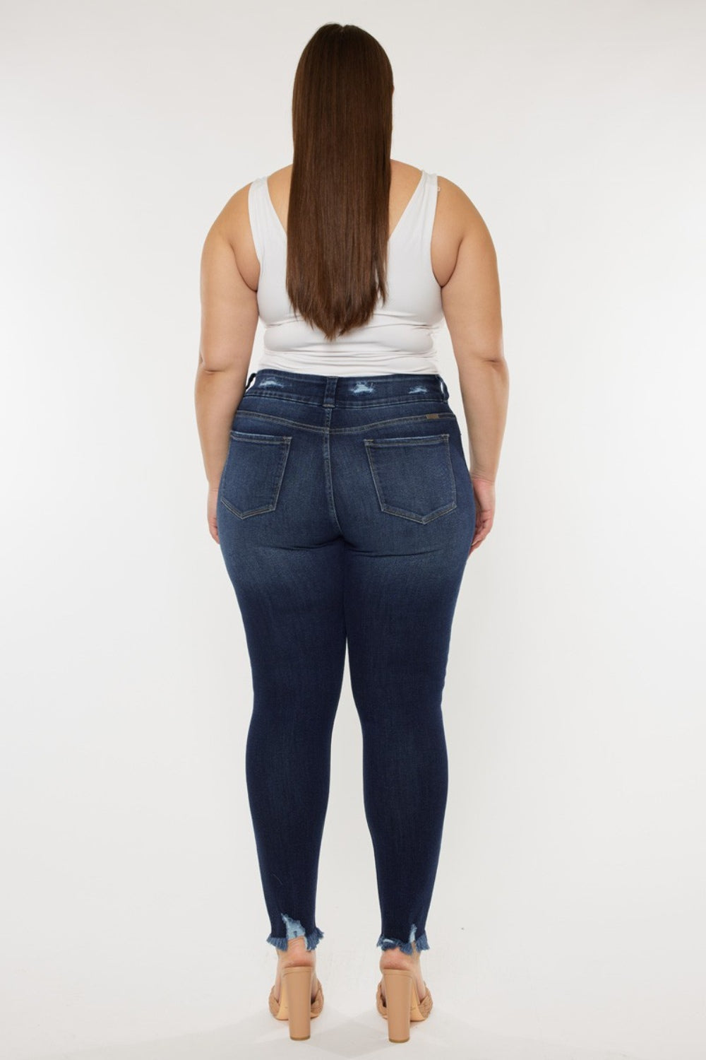 Plus Size Raw Hem High Waist Jeans