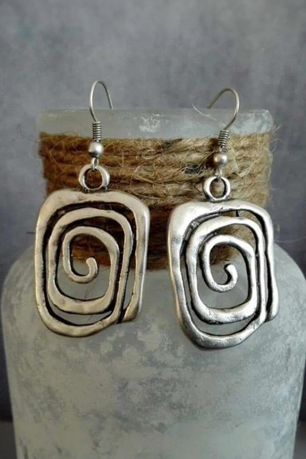 Silver Vintage Swirl Hook Earrings